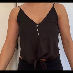 Button up/tie silk tank